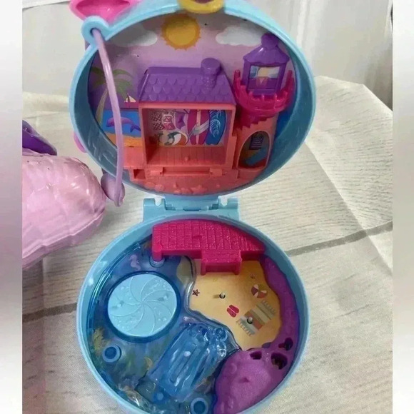 POLLY POCKET UNICORN SURPRISE CARRIER Toy & DOLPHIN Compact TRAVEL PLAY sets - Picture 14 of 16